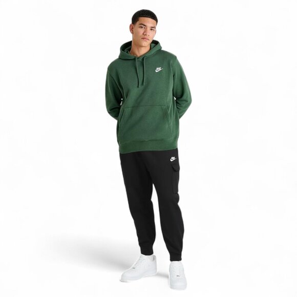 Nike Club Fleece 2 PC Sweatsuit Mens Size M Cargo Tracksuit Dark Green Black NWT - Picture 3 of 12